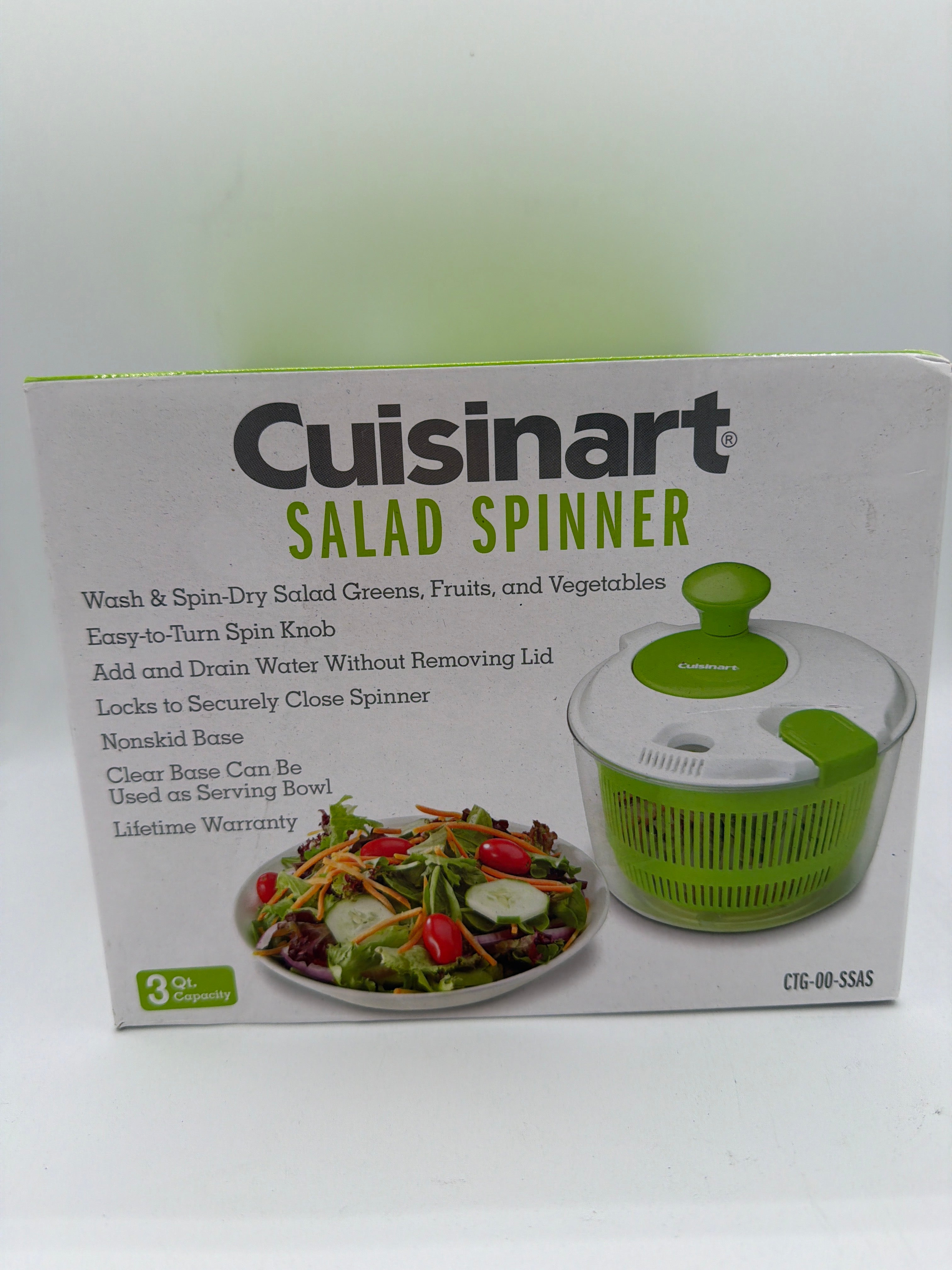 Cuisinart 3qt White and Green Salad Spinner