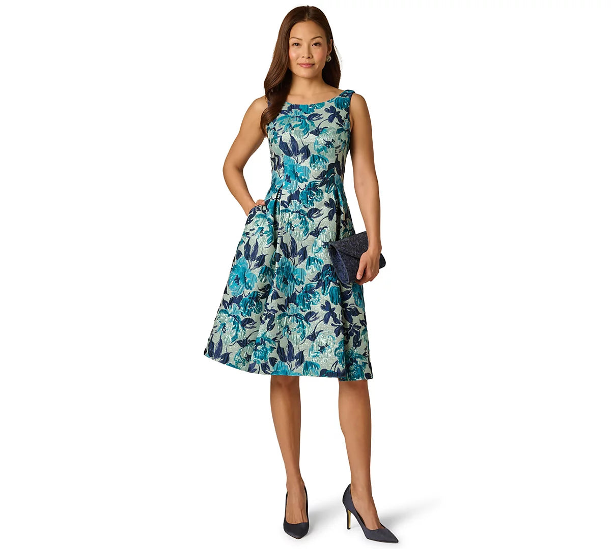 Adrianna Papell Petite Sleeveless Boat Neck Dress- SZ: 4P