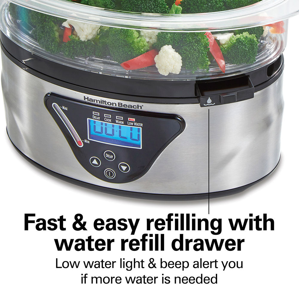 HAMILTON BEACH 3-Tier Digital Food Steamer - Model: 37545MN