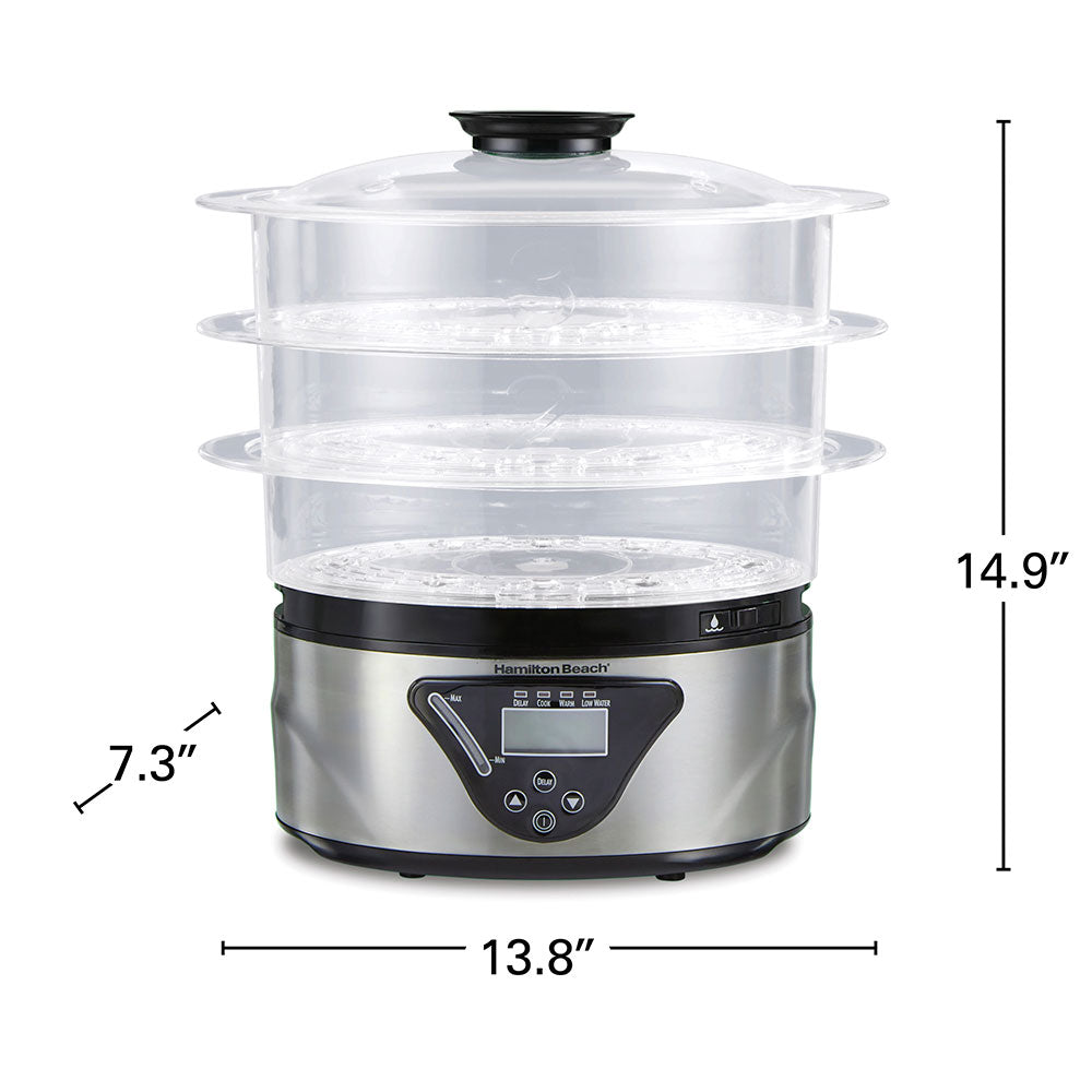 HAMILTON BEACH 3-Tier Digital Food Steamer - Model: 37545MN