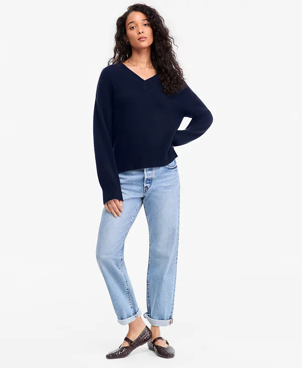 Charter Club Women's 100% Cashmere V-Neck Relaxed Sweater Size XS