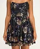 Macys KATIA RAE Juniors' Lace-Up Back Strapless Sequined Floral Mini Dress Size S