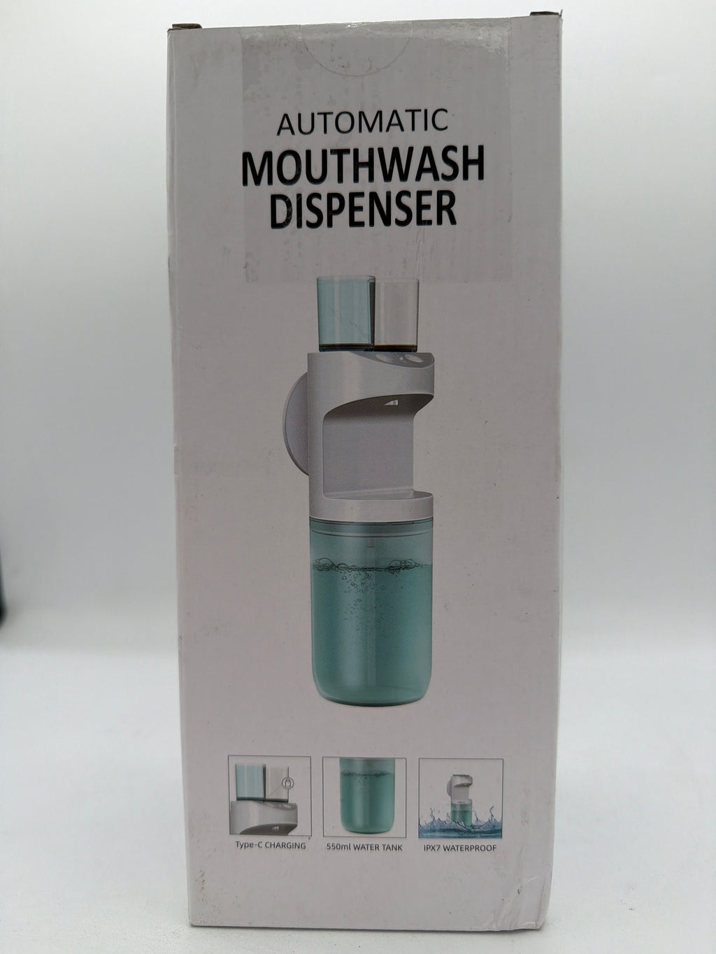 Automatic Mouthwash Dispenser, 550ml (19.35 Oz) Mouthwash Dispenser for Bathroom with Magnetic Cups, 3 Dispensing Levels, Long Standby Time White