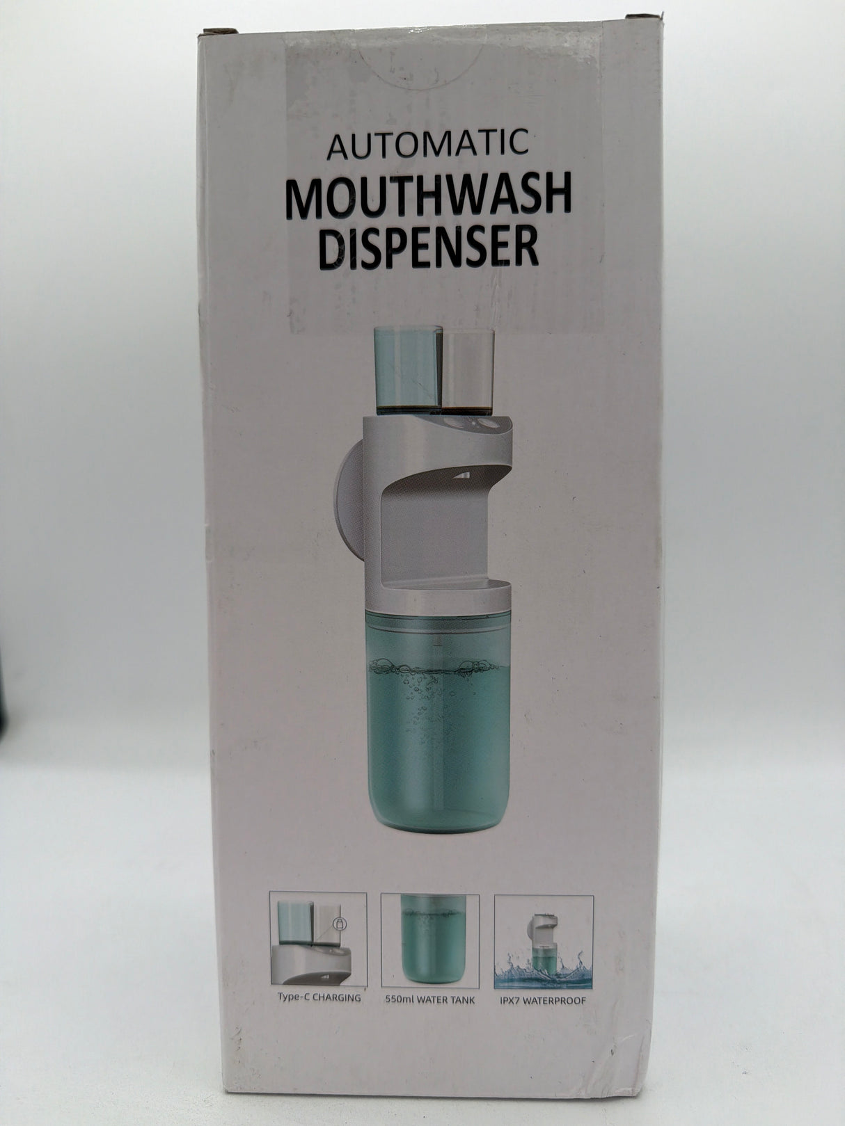 Automatic Mouthwash Dispenser, 550ml (19.35 Oz) Mouthwash Dispenser for Bathroom with Magnetic Cups, 3 Dispensing Levels, Long Standby Time White