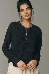 Anthropologie PILCRO Long-Sleeve Smocked Top Size: M