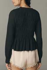 Anthropologie PILCRO Long-Sleeve Smocked Top Size: M