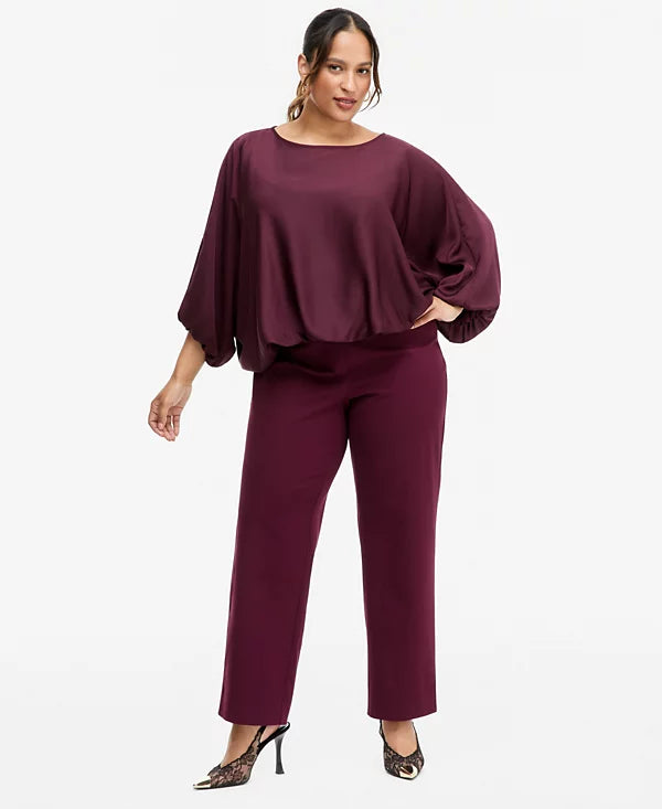 I.N.C. International Concepts Plus Size Incredible Stretch Straight-Leg High-Rise Pull-On Pants Size 16W