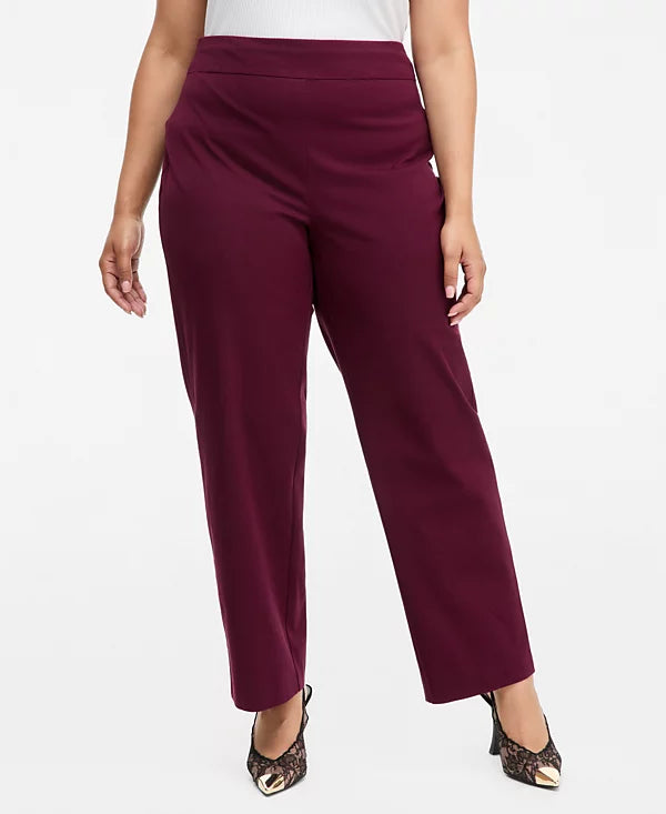 I.N.C. International Concepts Plus Size Incredible Stretch Straight-Leg High-Rise Pull-On Pants Size 16W