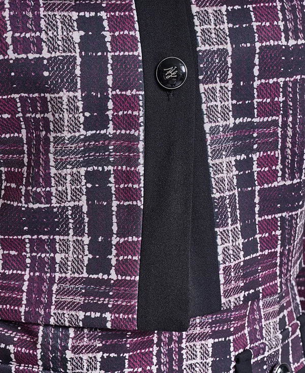 Macy's KARL LAGERFELD PARIS Women's Plaid Cropped Ponte Jacket Size 8