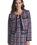 Macy's KARL LAGERFELD PARIS Women's Plaid Cropped Ponte Jacket Size 8