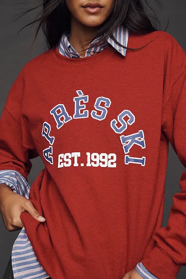 Anthropologie Après Ski Fleece Sweatshirt - Red Size: M