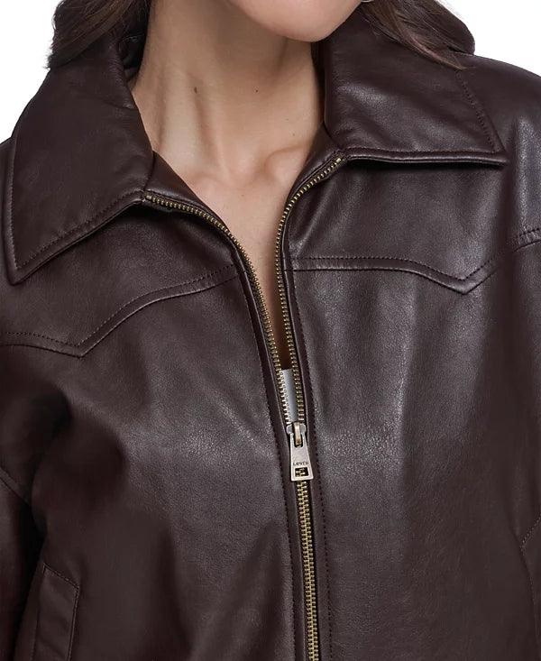 Levi's Women's Western Yoke Bubble Hem Bomber Jacket Size L