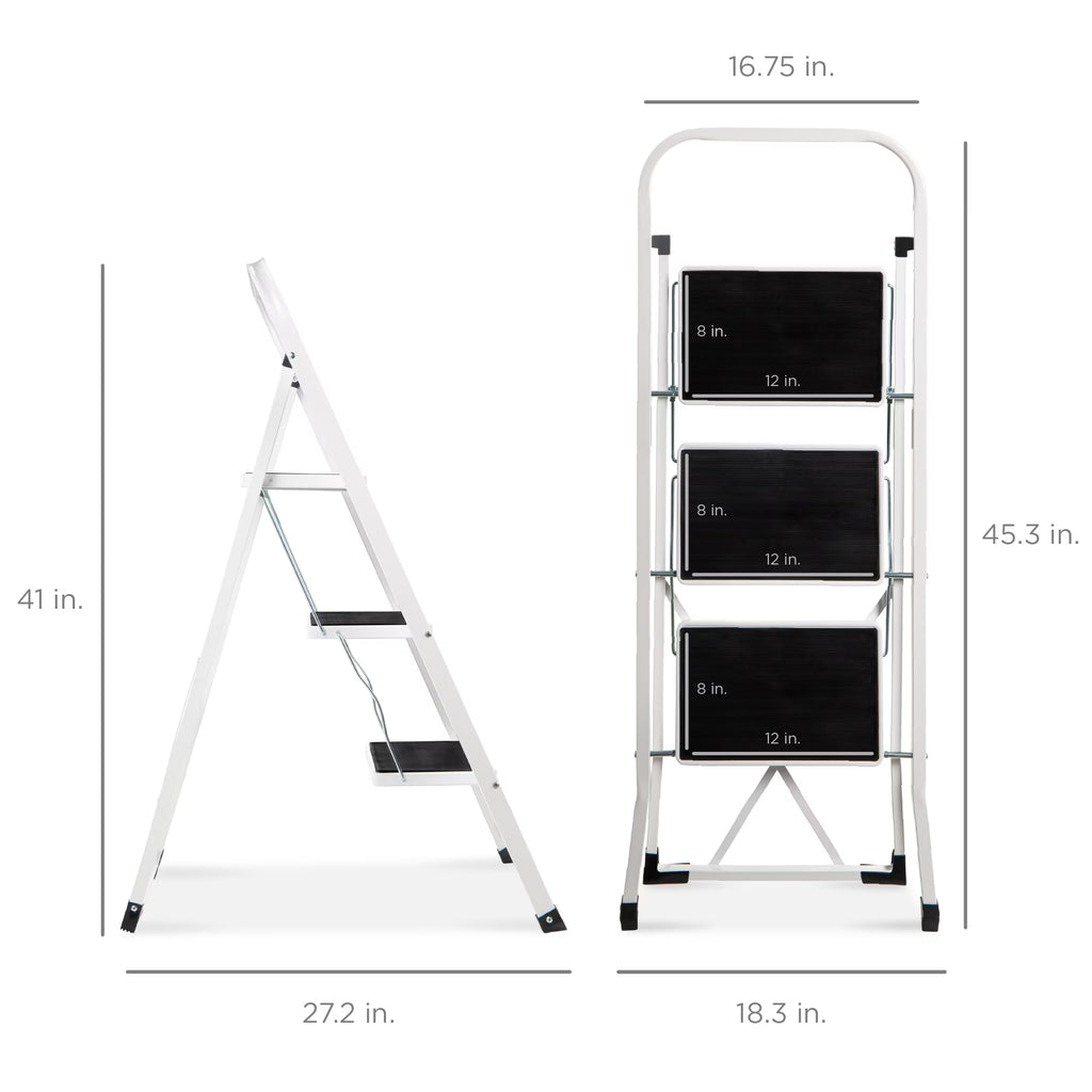 Best Choice Products 3-Step Portable Folding Step Ladder  WHITE