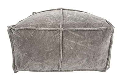 CREATIVE CO-OP SQUARE COTTON VELVET POUF SEATING, GREY