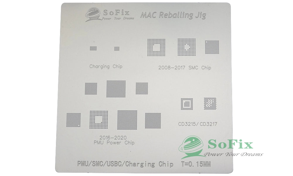 MacBook master chips steel sheet: 2015-2020 MAC wifi Chip, MacBook Small BGA Chips, PMU/SMC/USBC/Charging Chip