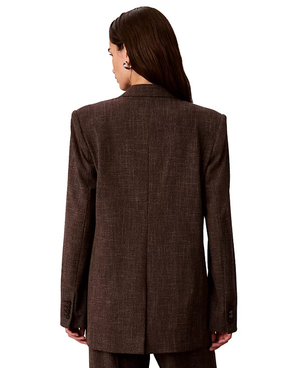 Calvin Klein Women's Boyfriend Windowpane Stretch Blazer Size 14