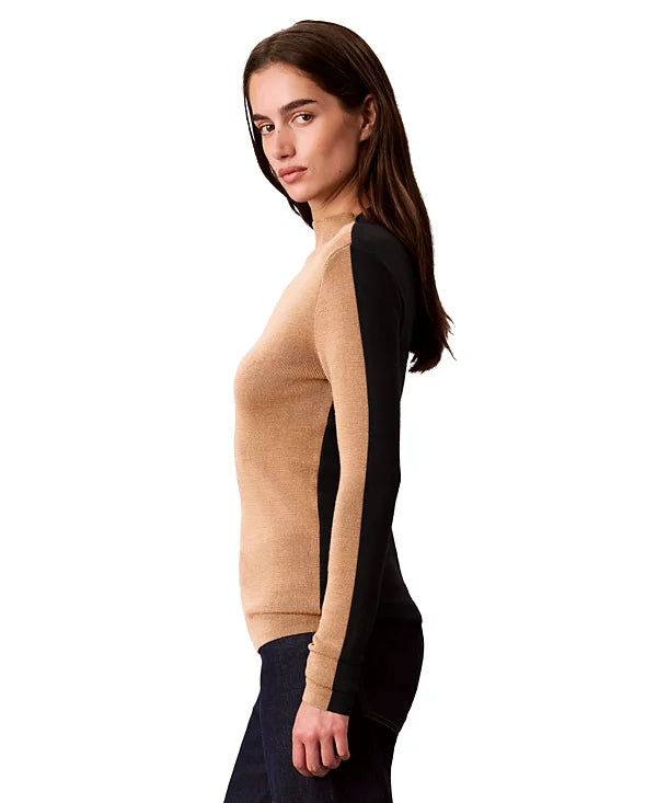 Calvin Klein Women's Half and Half Mock Neck Sweater Size S