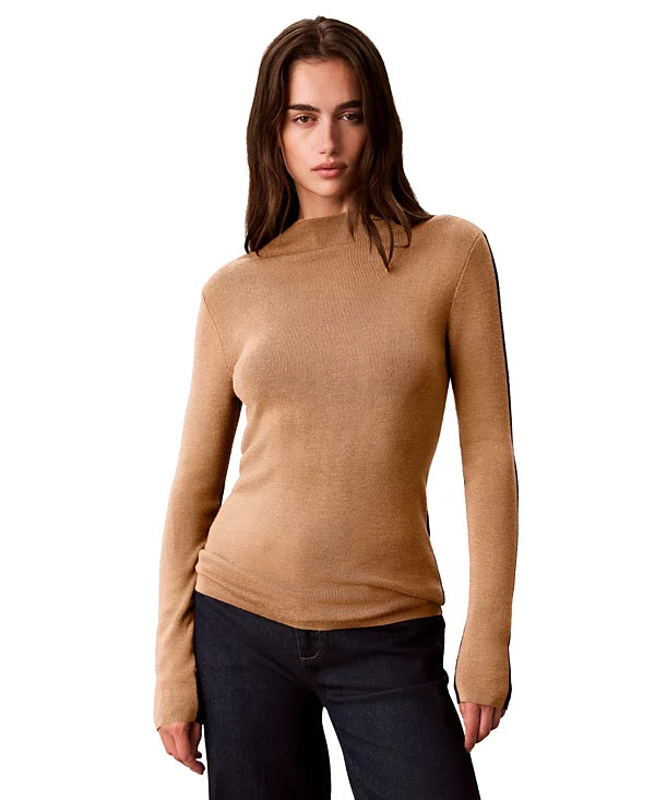 Calvin Klein Women's Half and Half Mock Neck Sweater Size S