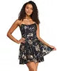 Macys KATIA RAE Juniors' Lace-Up Back Strapless Sequined Floral Mini Dress Size S
