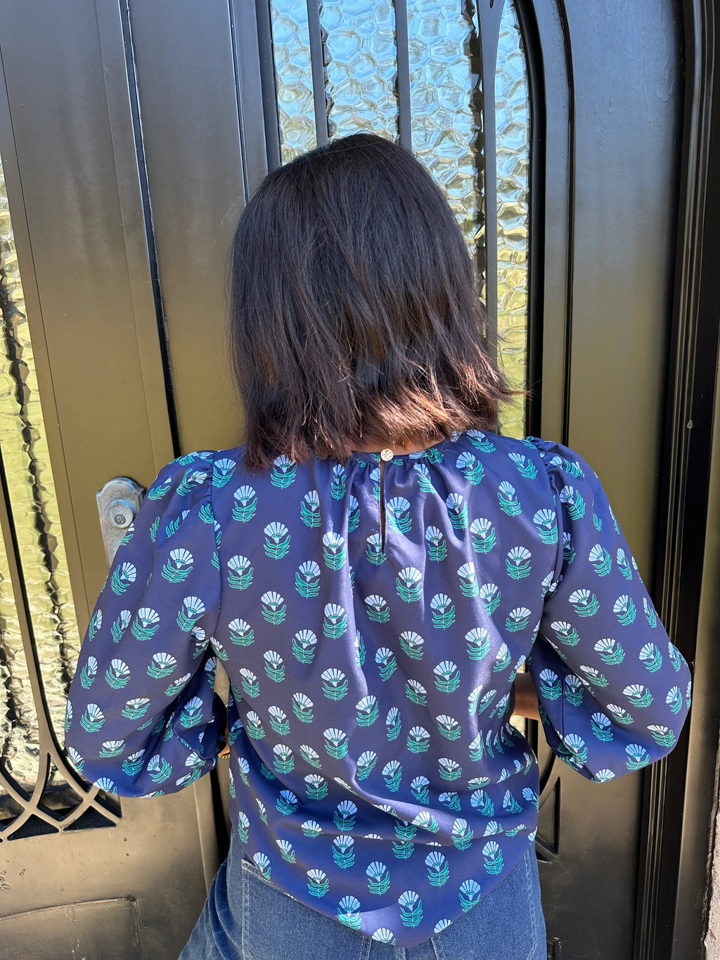 The Azalea Top in Floral Foulard Blue  Large