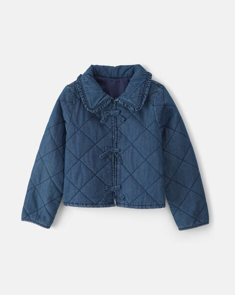 OSH KOSH B'GOSH Girls Quilted Denim Jacket - Medium Wash - 8