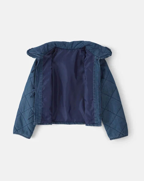 OSH KOSH B'GOSH Girls Quilted Denim Jacket - Medium Wash - 8