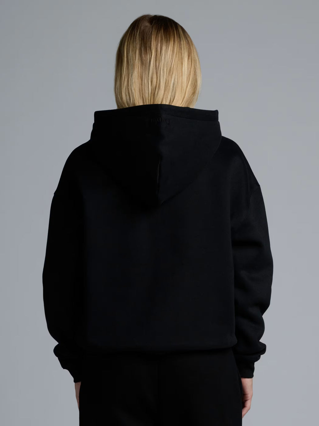 Comfrt-Basic Crop Zip Hoodie, Black-S