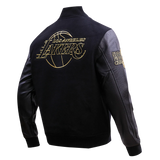 NBA LOS ANGELES LAKERS BLACK & GOLD MEN'S WOOL VARSITY JACKET- SIZE: MED