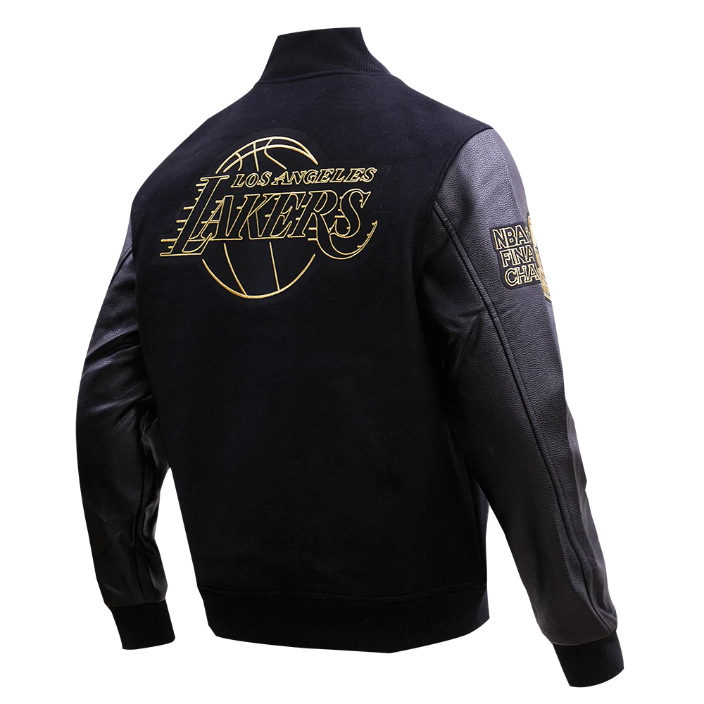NBA LOS ANGELES LAKERS BLACK & GOLD MEN'S WOOL VARSITY JACKET- SIZE: MED