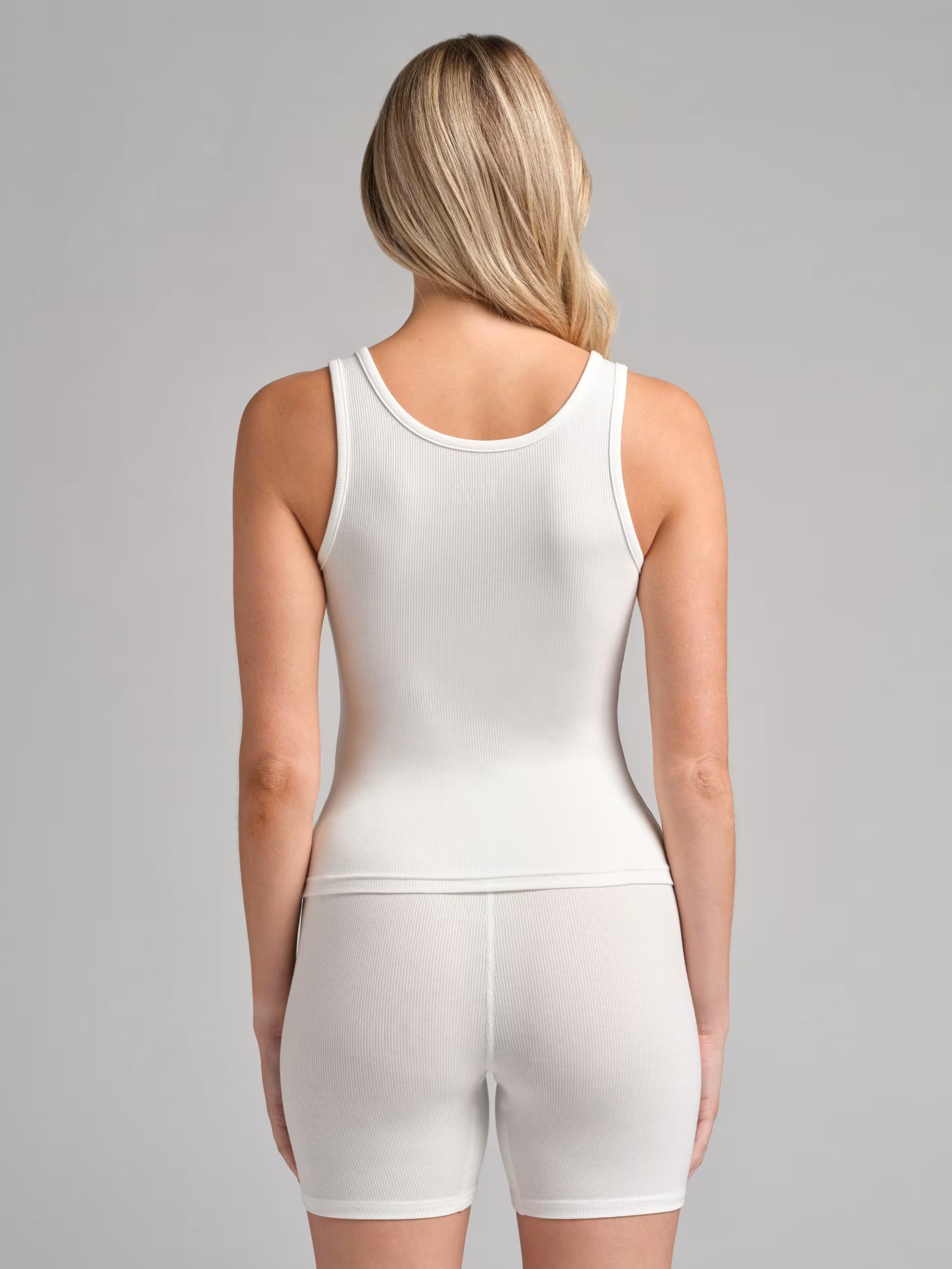 Comfrt-Women's Rib Contour Waist Length Tank-White/M