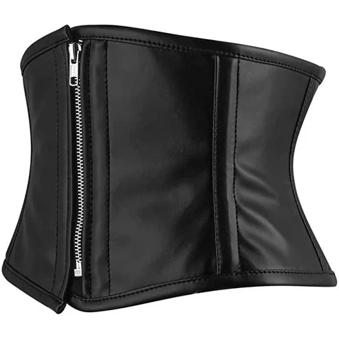 Lara Leather Black Leather Waist Trainer Corset