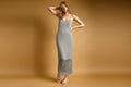 MIOU MUSE NET PATTERN ON BOTTOM KNITTED DRESS  MED SILVER