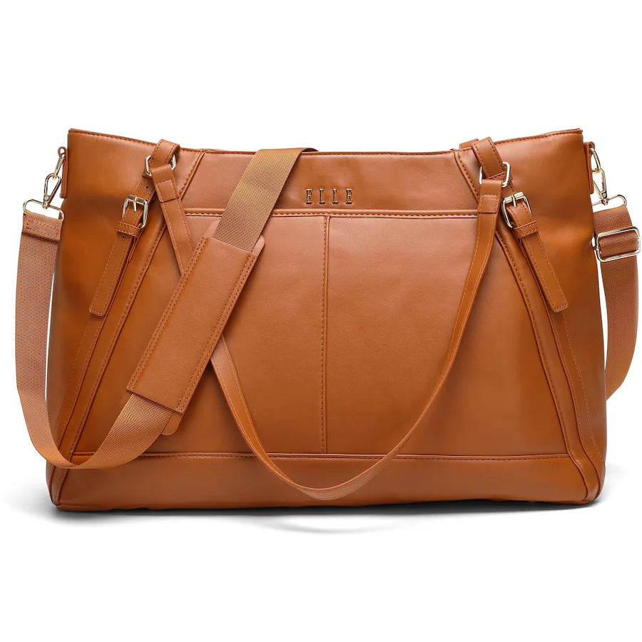 Elle - Leisure Luxe 33L Vegan Leather Weekender Duffel Bag - Brown