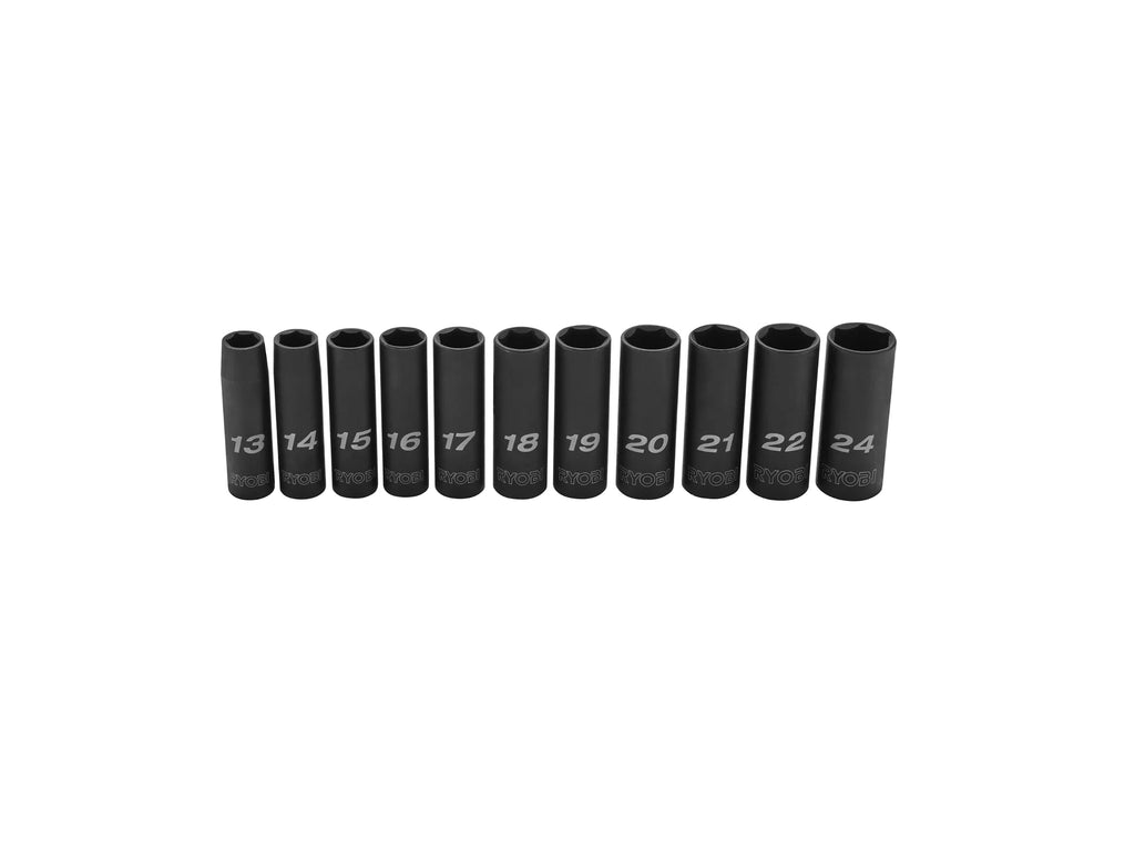 RYOBI - 11-Piece Metric 1/2 in. Drive Deep Impact Socket Set