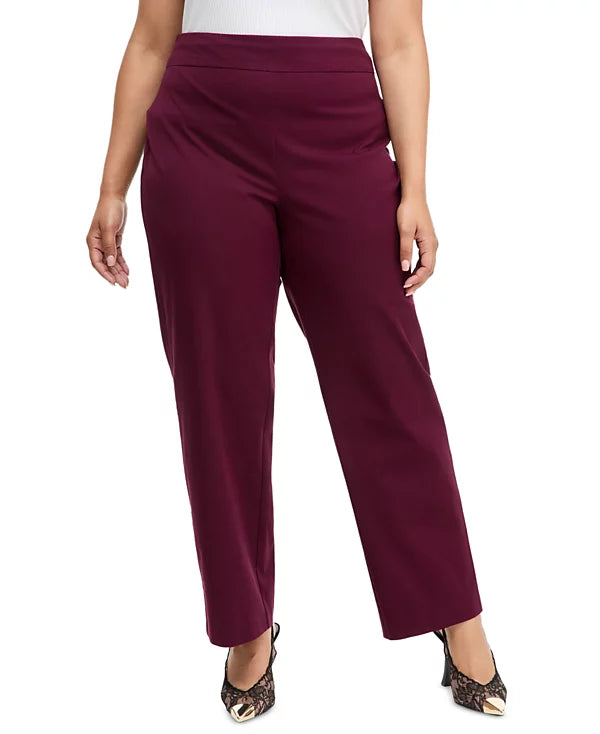 I.N.C. International Concepts Plus Size Incredible Stretch Straight-Leg High-Rise Pull-On Pants Size 16W