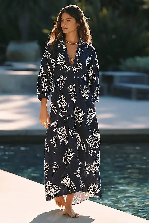 Celandine x Claire Johnson Carolita Maxi Dress - Navy - Size: XS Petite