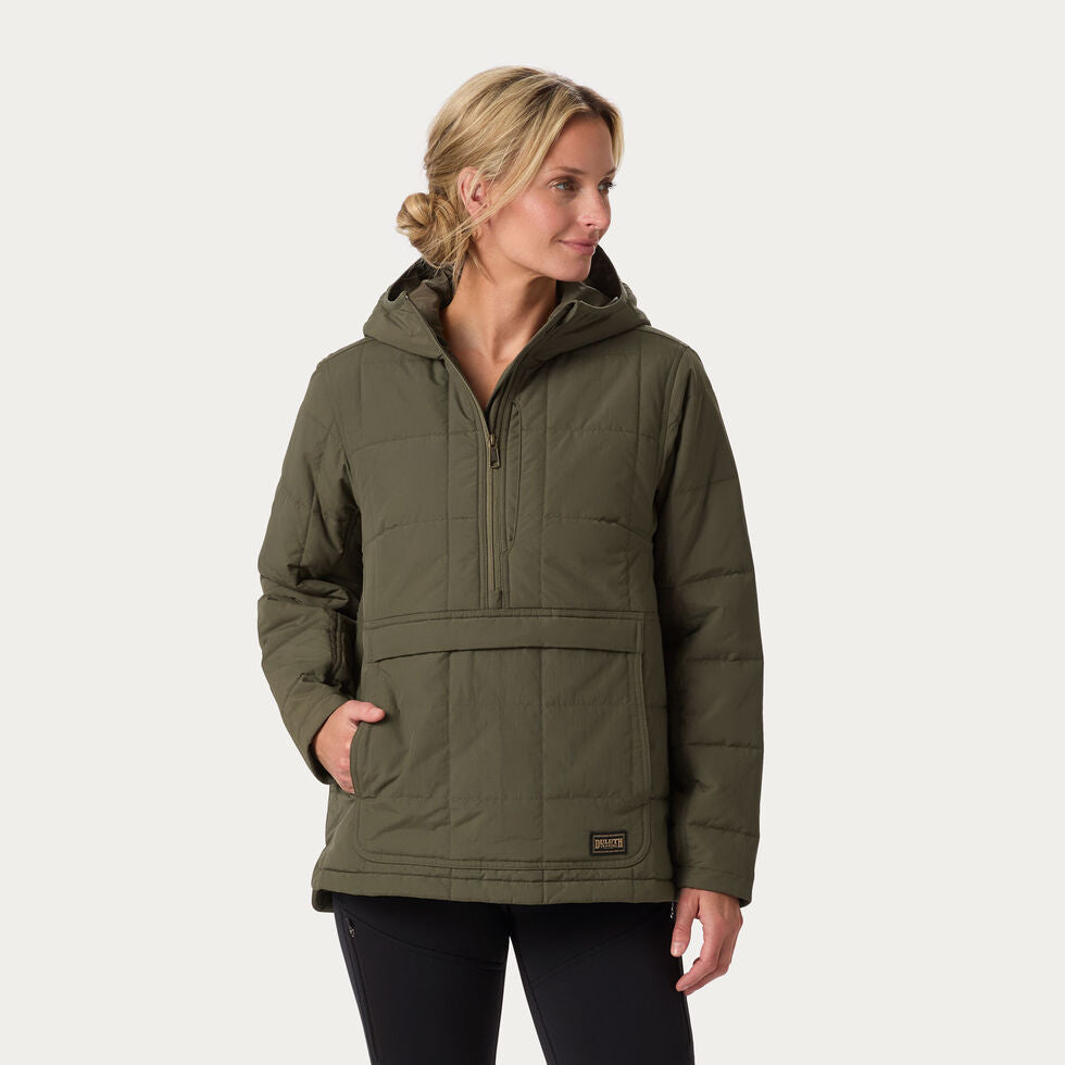 Duluth Women's AirLoc Popover Jacket, Vintage Olive - XS