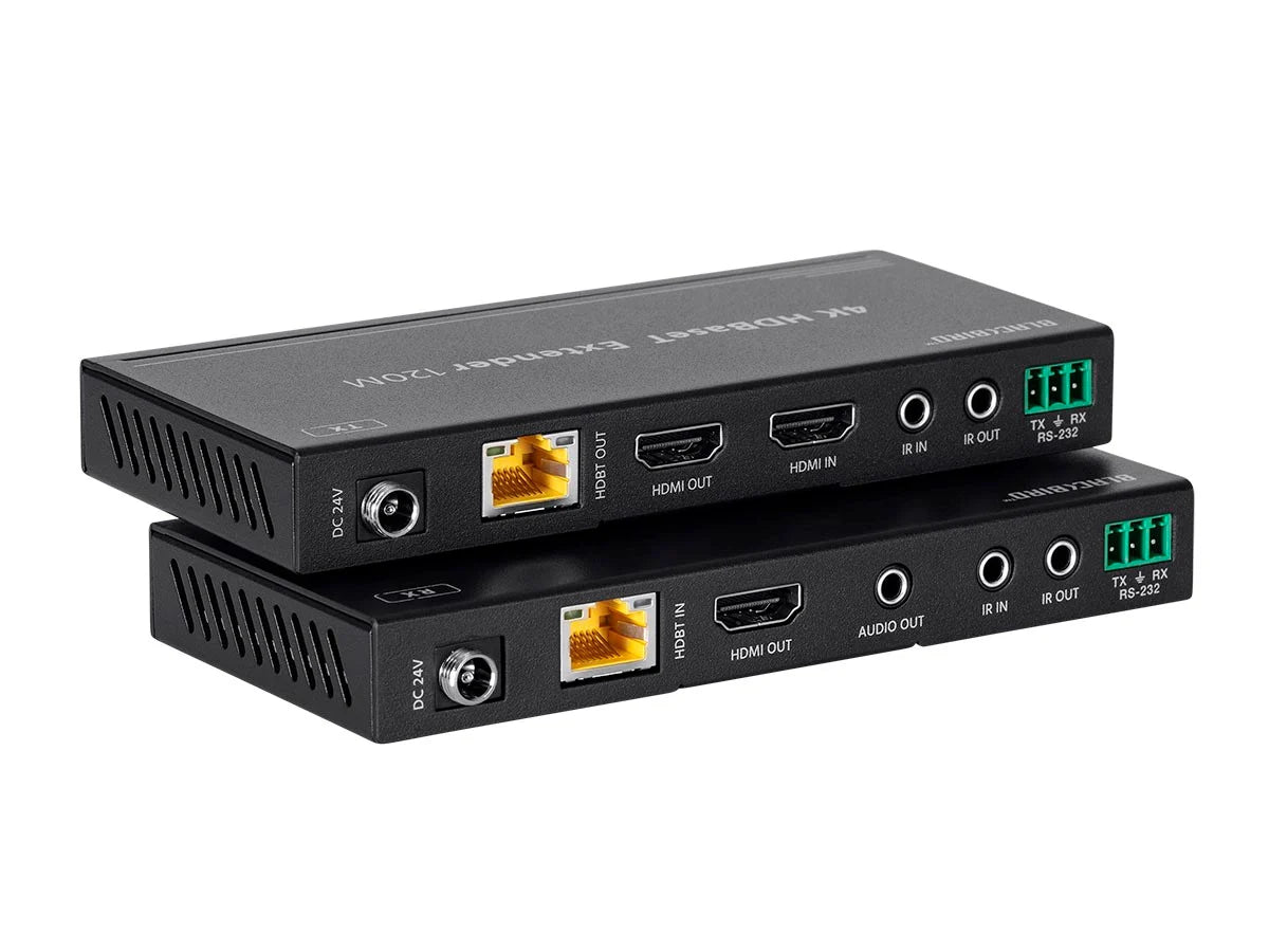 Monoprice Blackbird 4K HDBaseT Extender Kit, 120m, HDR, 18Gbps, 4K@60Hz, YCbCr 4:4:4, HDCP 2.2, PoC, RS-232, Loop Out and Bidirectional IR Product # 41097