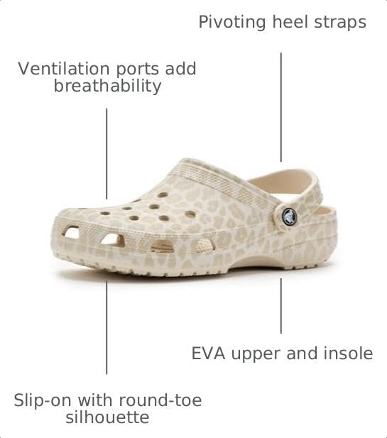 Crocs Unisex Classic Animal Print Clog Almond Tint/Leopard Mens 5/Womens 7 Medium