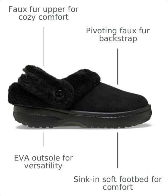 Crocs Unisex Classic Unfurgettable Clogs Black Vegan Suede Men 4, Women 6 Medium