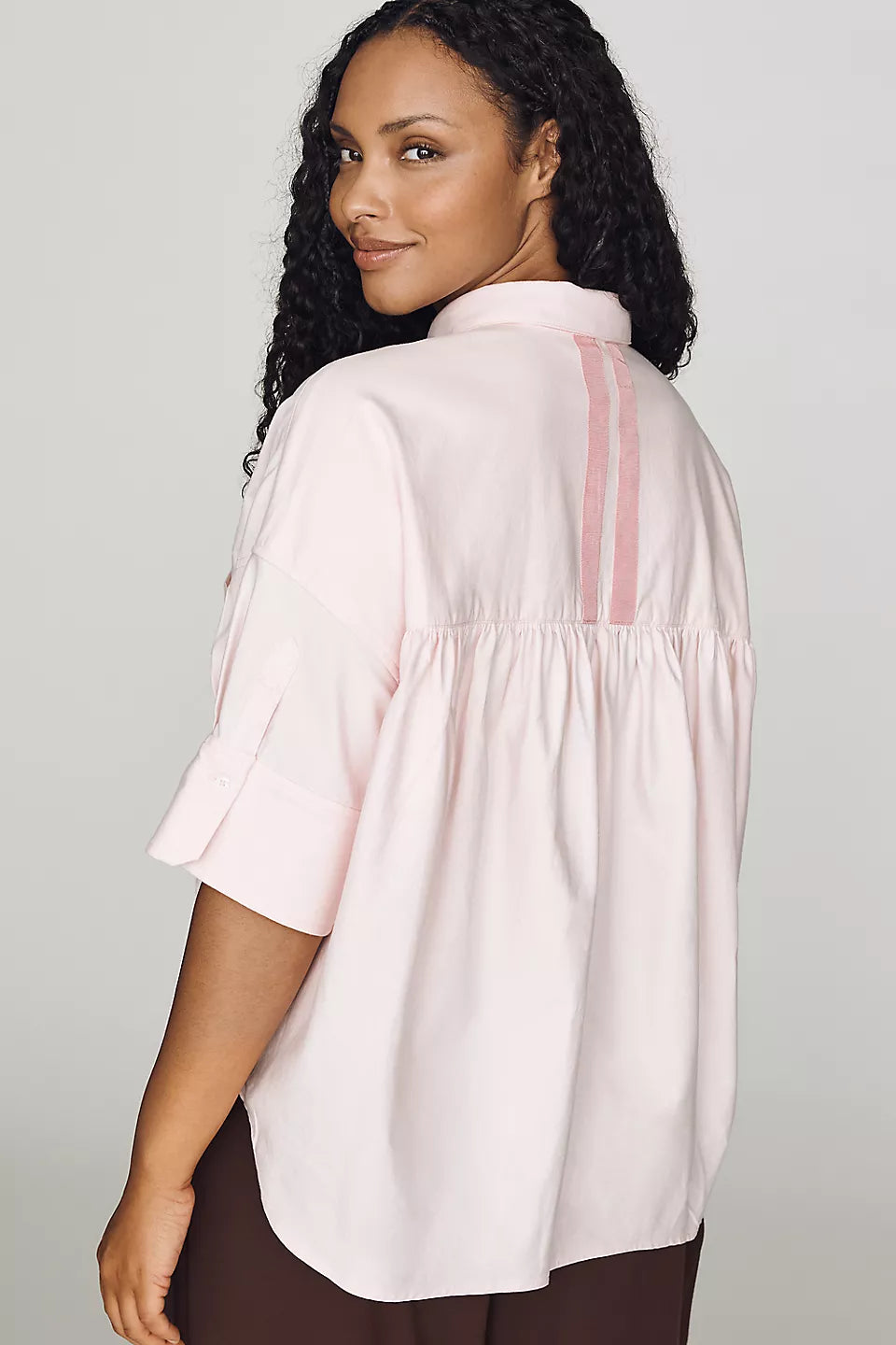 Maeve Mabel Boxy Oxford Shirt from Anthropologie - Pink - Size XS
