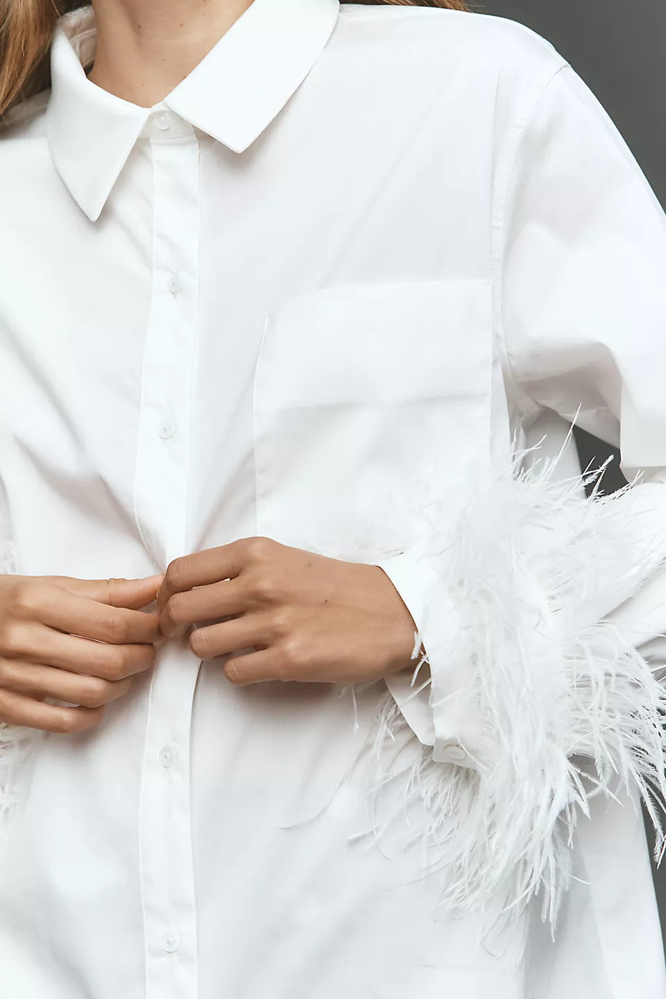 Anthropologie English Factory Faux-Feather Buttondown Shirt