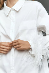 Anthropologie English Factory Faux-Feather Buttondown Shirt