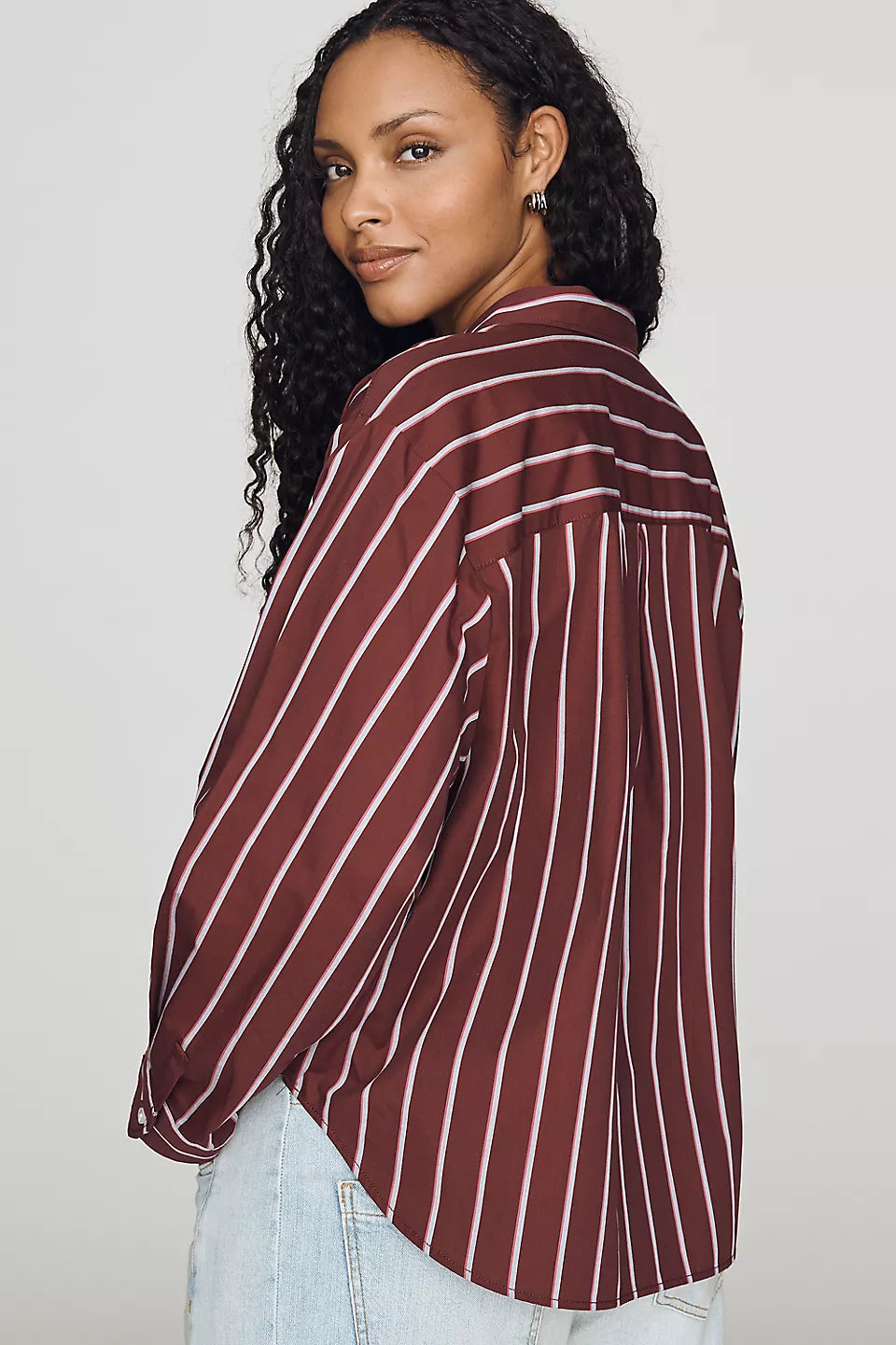 Maeve Shrunken Bennet Buttondown Shirt - Dark Wine - Size Small
