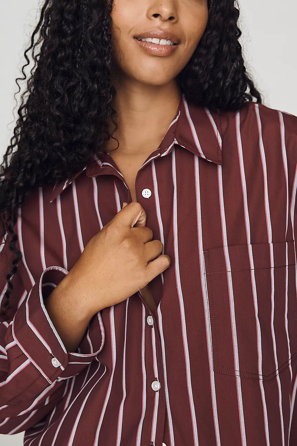 Maeve Shrunken Bennet Buttondown Shirt - Dark Wine - Size Small