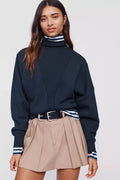 *Anthropologie Banded Dolman Sweatshirt, Black, Womens' Large