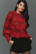 Dolan Left Coast Mock-Neck Lace Blouse Size S