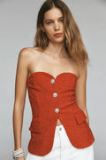 Maeve Tweed Strapless Sweetheart Top Size S