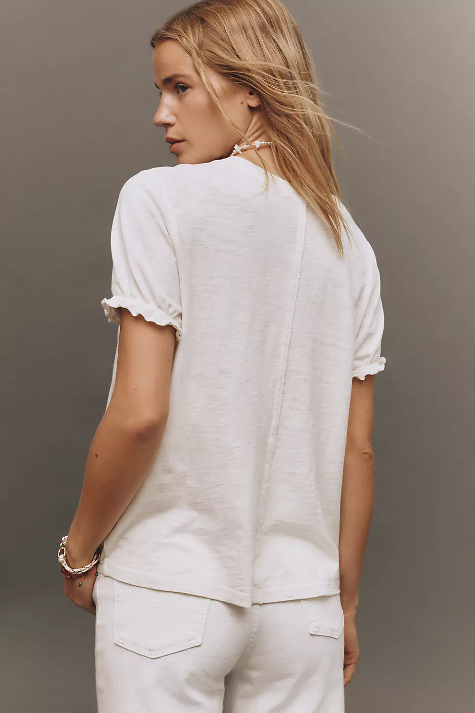 The Bennie Puff-Sleeve Crew-Neck Tee by Pilcro Size: M