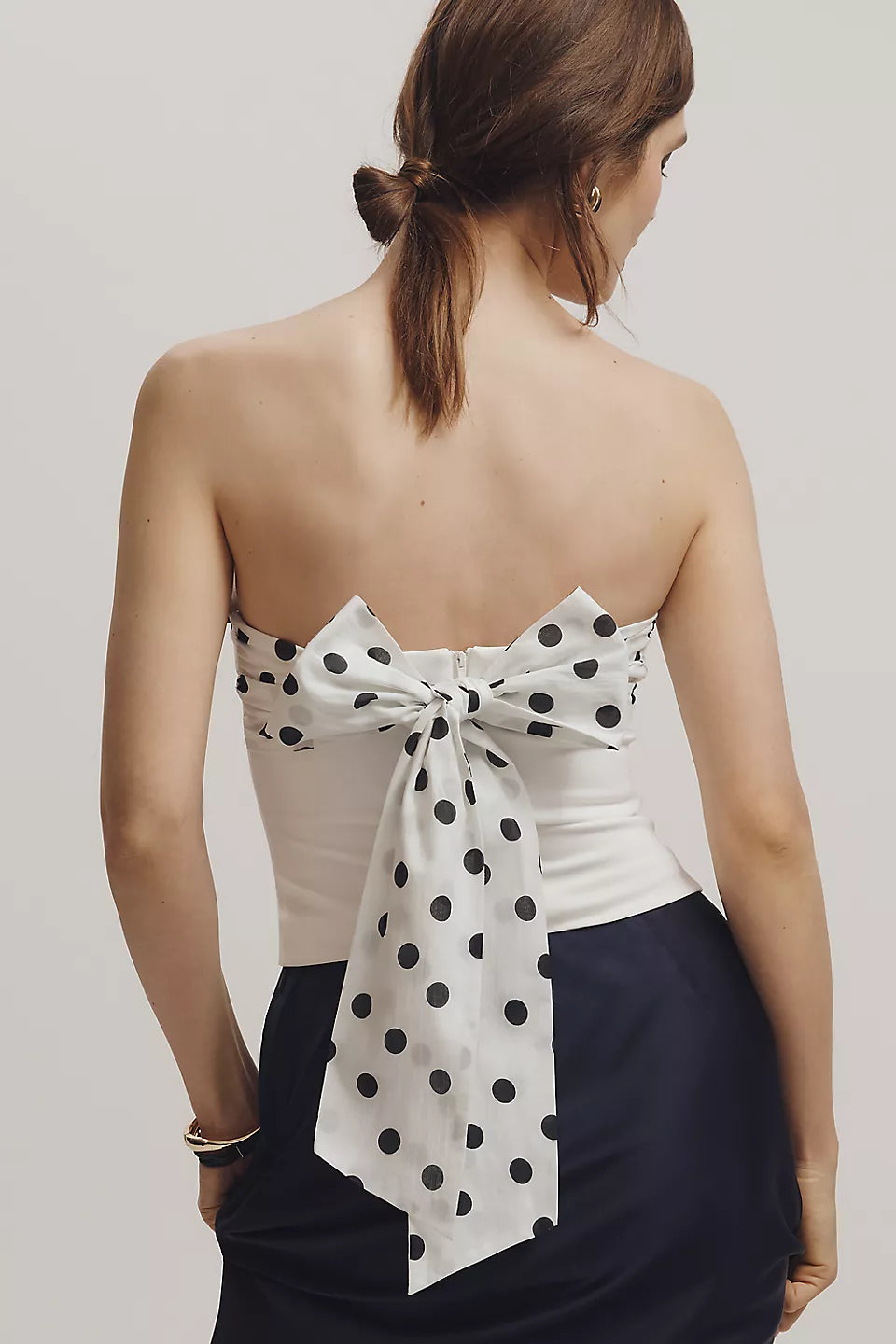 Anthropologie Layered Strapless Corset Bow-Back Top Size: S